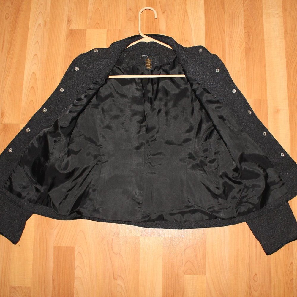 Grace Elements Sz 6 Snap Button Gray Wool Blazer - image 7